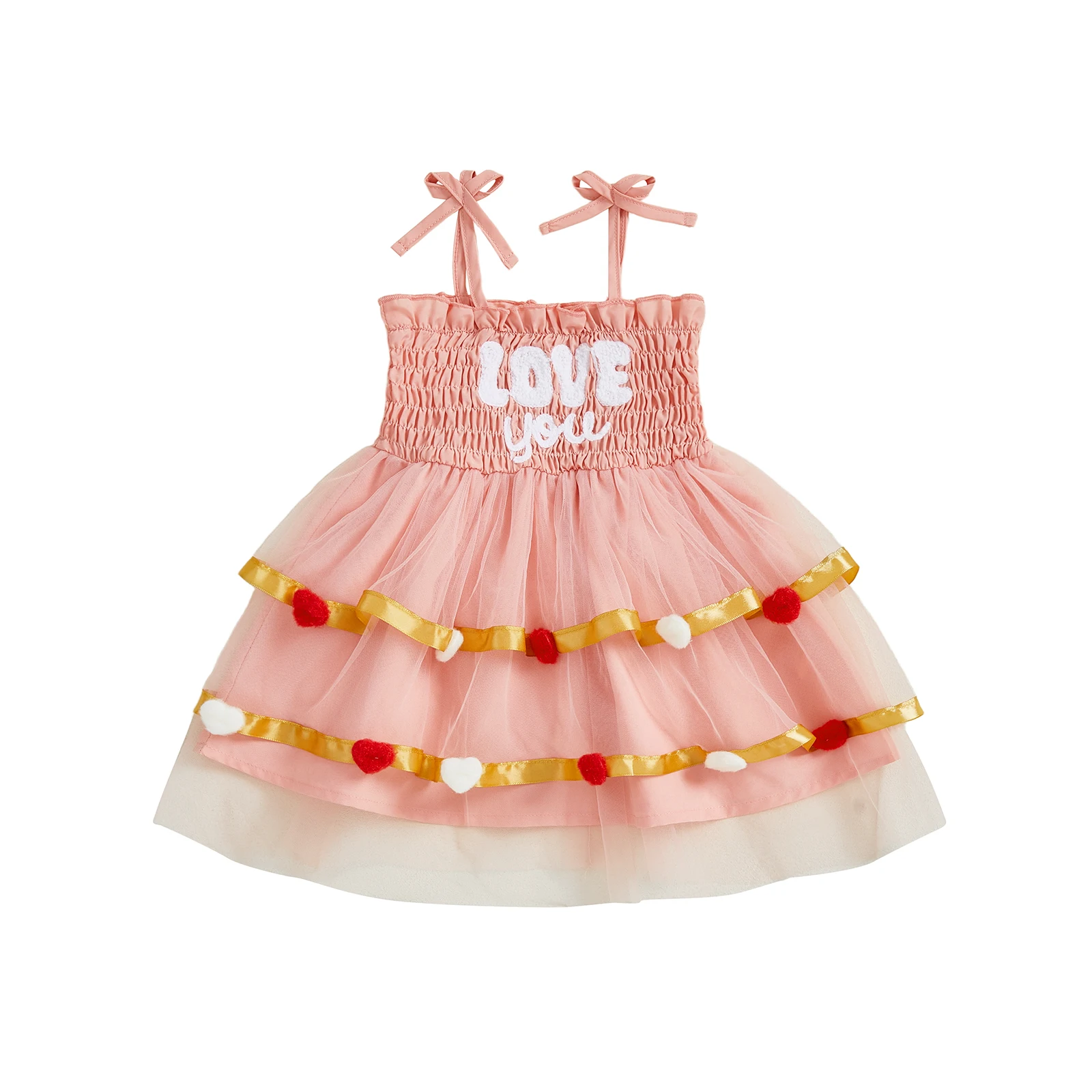فستان صيفي للفتيات الصغيرات بدون أكمام بحزام ربطة عنق فستان على شكل حرف A للأطفال الصغار ذو طبقات