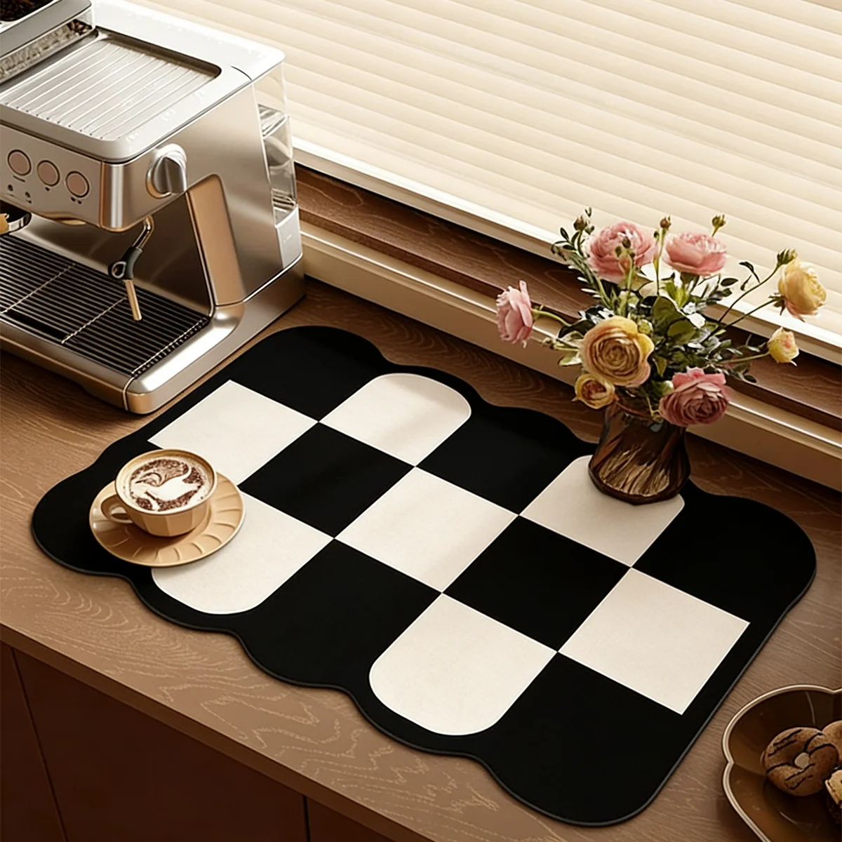 2D flat coffee mat imitation woven countertop absorbent mat square storage mat absorbent mat for placing tableware