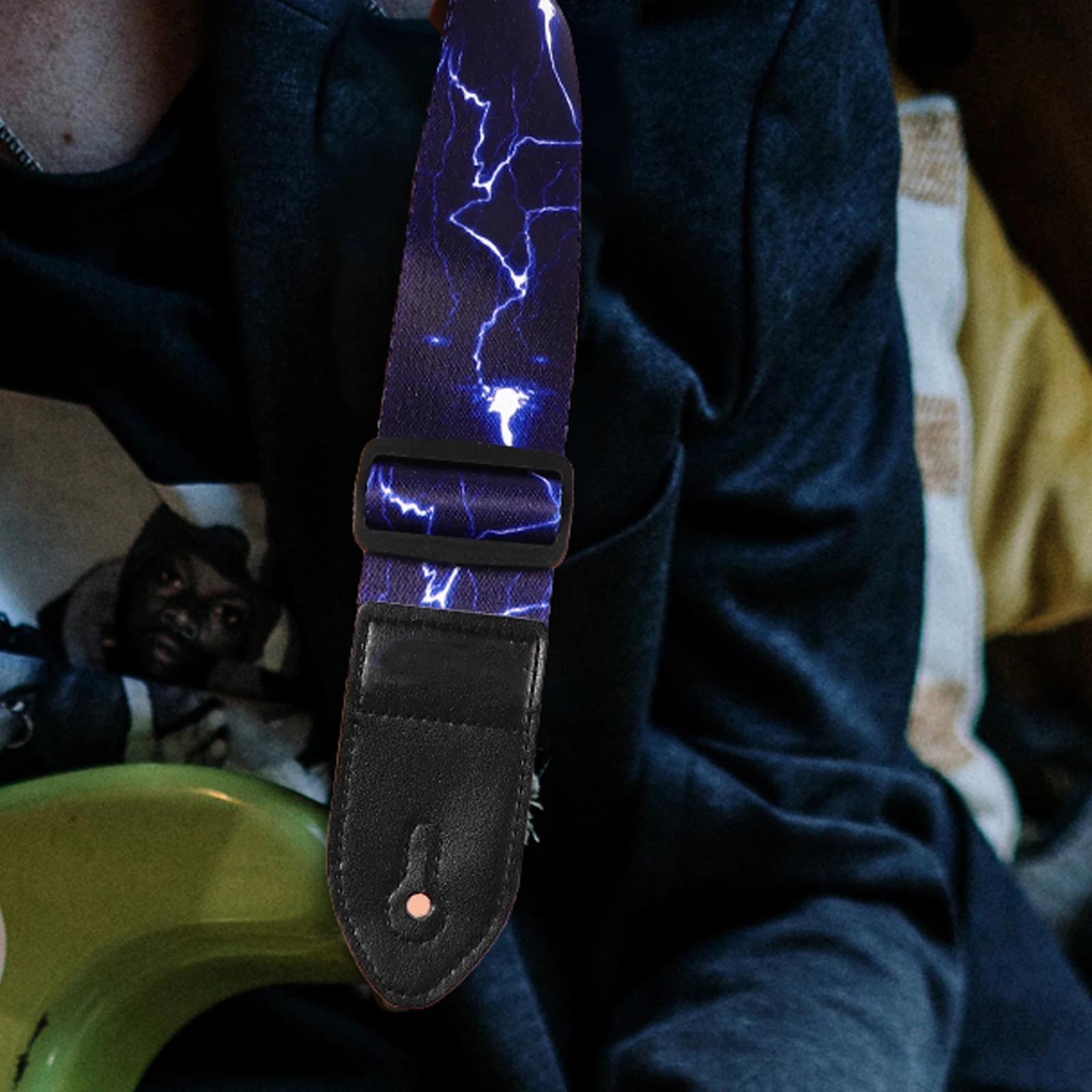 

Locking Guitar Strap Electric Straps Adijustable Personality DIY Blue Polyester