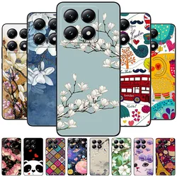 For Xiaomi 14T Case Floral Relief Soft Silicone Phone Cover for Xiaomi 14T Pro Black Cases 3D Emboss Funda Shell 14 t 14tpro 5G