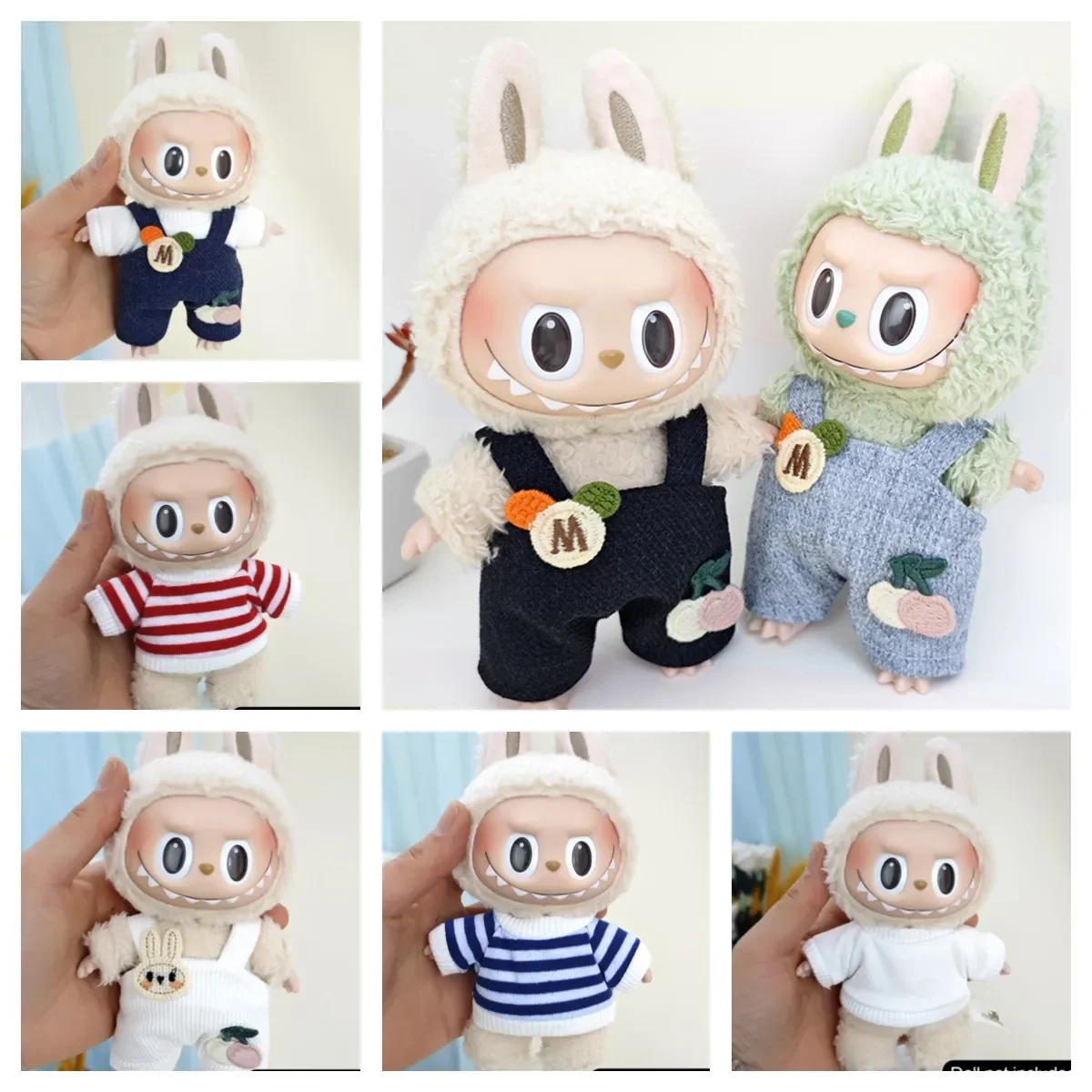 17 centimetri Mini Peluche Vestiti della Bambola Vestito Accessori Per La Corea Kpop Eso Labubu Idol Bambole di Velluto A Coste tuta T-shirt Abbigliamento Regalo