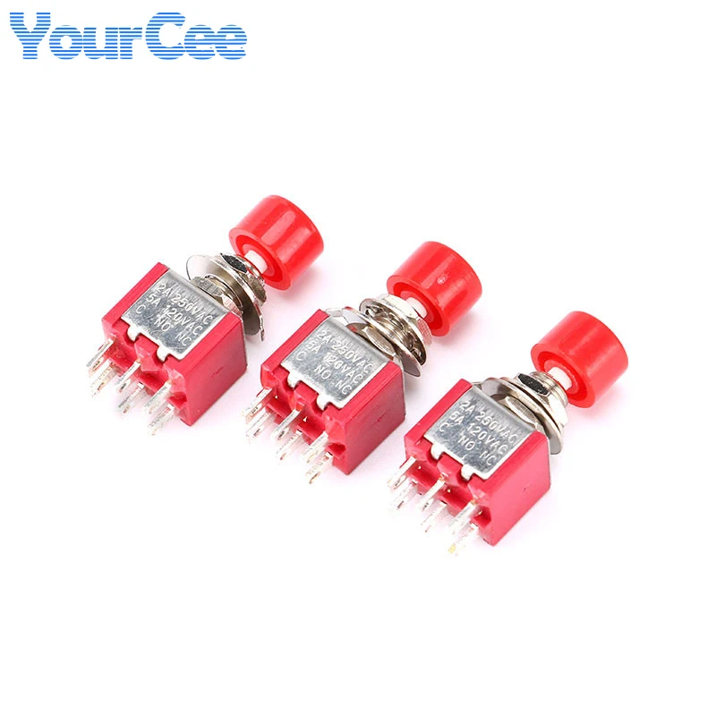 PS-102 PS-202 Mini 6mm 3pin 6pin Toggle Switch SPDT DPDT Momentary Push Button Switch 2A 250VAC 5A 120VAC E-TEN1 15A 2/3/4/6P