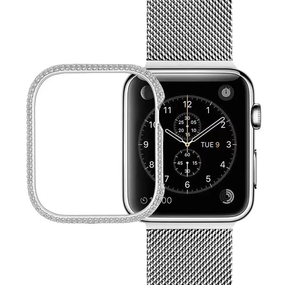 Metal+Diamond Case for Apple Watch Case 9 8 7 45mm 41mm Stainless Steel Protective Shell for iWatch 6 5 4 SE 44mm 40mm Cover