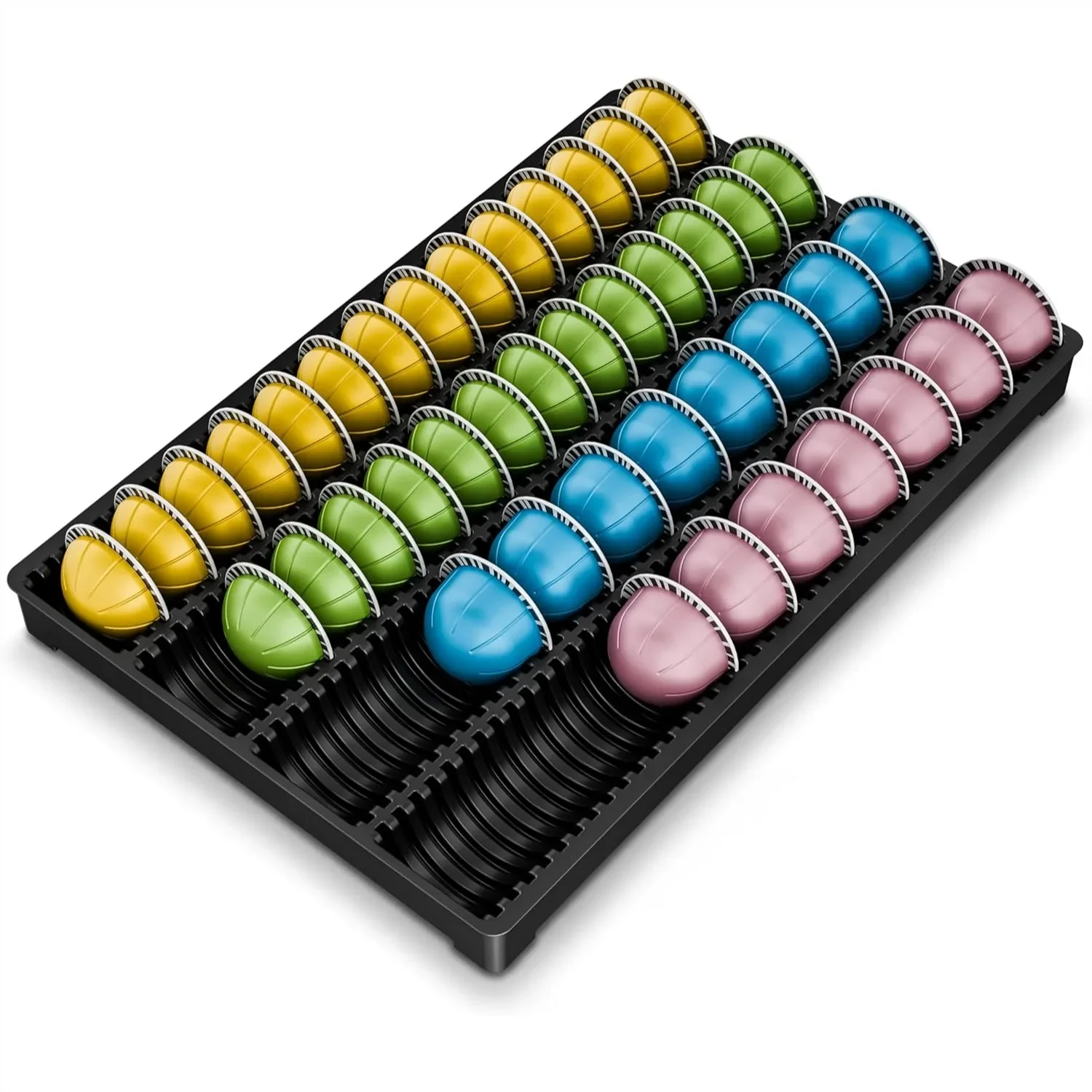 

Coffee Pod Organizer for Vertuo Capsules - Holds 40 Large or 52 Small Pods, Space-Saving Tray Fits Kitchen Cabinets