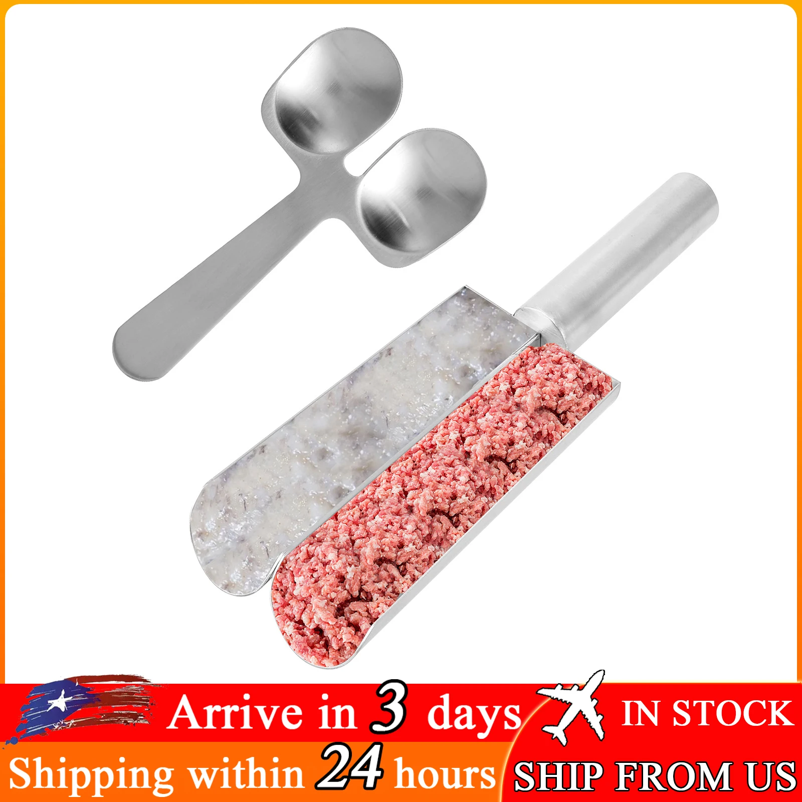 

3Set Non-Stick Meat Baller Maker Meatball Maker Stainless Steel Meatball Mold Creative Kitchen Double Tube Meatball Maker Tool