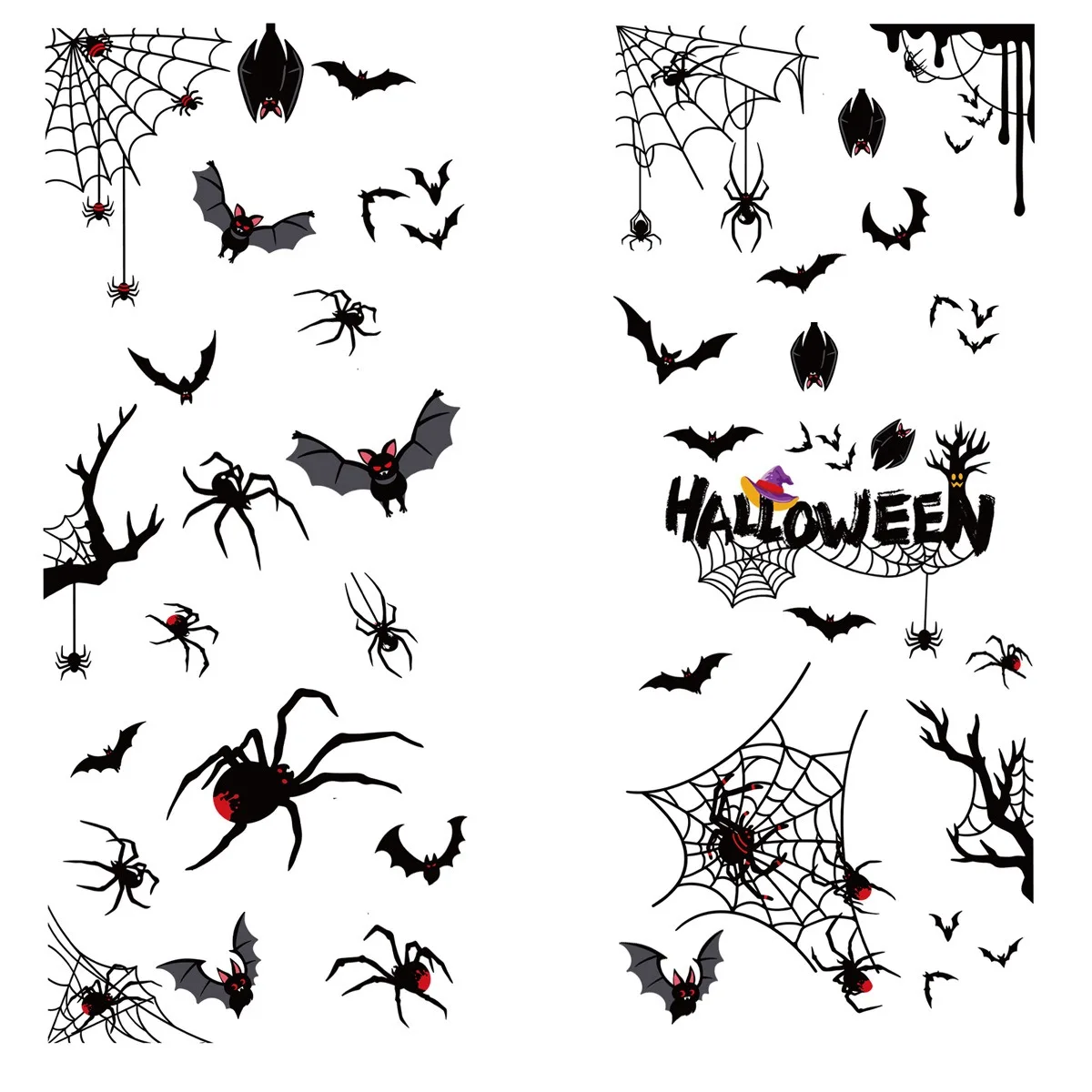 Halloween Decors Window Stickers Spider Web Glass Wall Stickers Trick or Treat Ghost Festival Happy Halloween Party Supplies