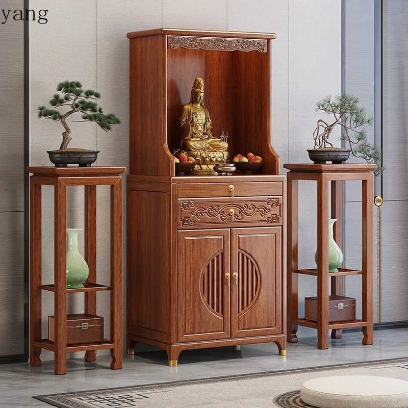 LH1 new Chinese solid wood with door supply table household vertical cabinet Gongtai Buddhist cabinet