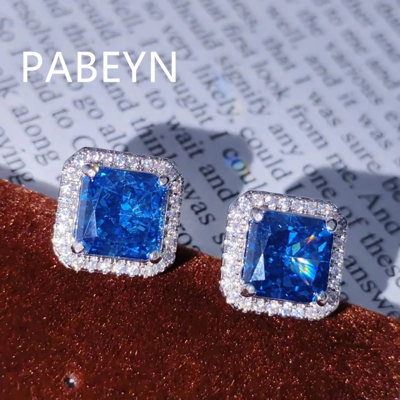 925 Sterling Silver Stylish Simple Ice Flower Cut Geometric Square Zircon Stud Earrings Anniversary Gift Ladies Daily Jewelry