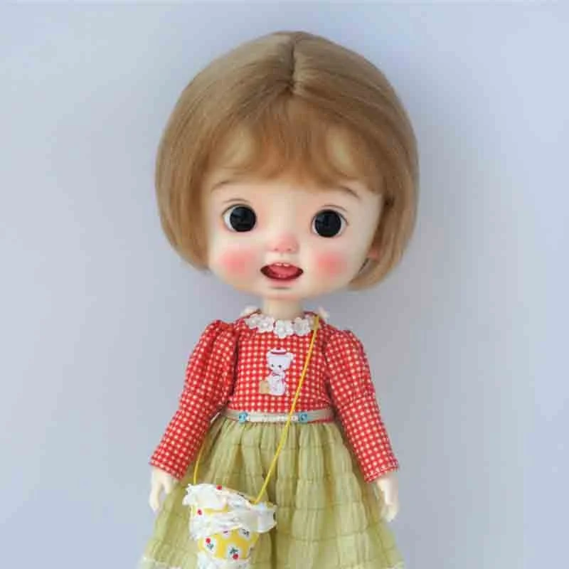 Jusuns  Mohair wig JD603 5-6inch 6-7inch  7-8inch 8-9inch Short Bobo cut  Thin Bangs BJD Hair 1/6 1/8 1/4 OB11 Doll accessories