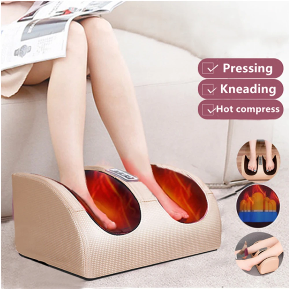 Electric Foot Massager Heating Therapy Hot Compression Shiatsu Kneading Roller Muscle Relaxation Pain Relief Foot Spa Machine