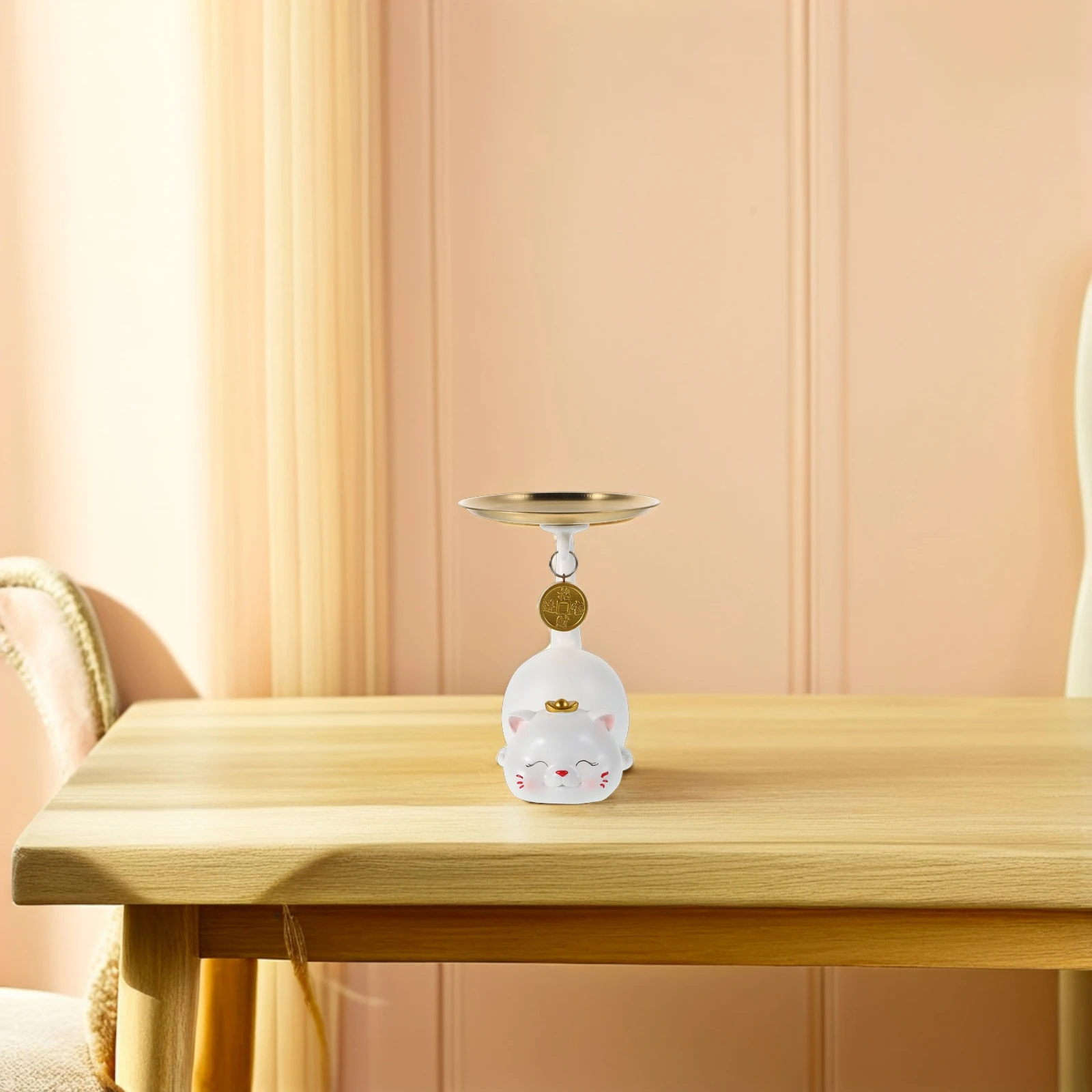 

Multifunctional Entryway Storage Organizer Key Holder Decorative Durable Office Accessories Cat Figurine Tray