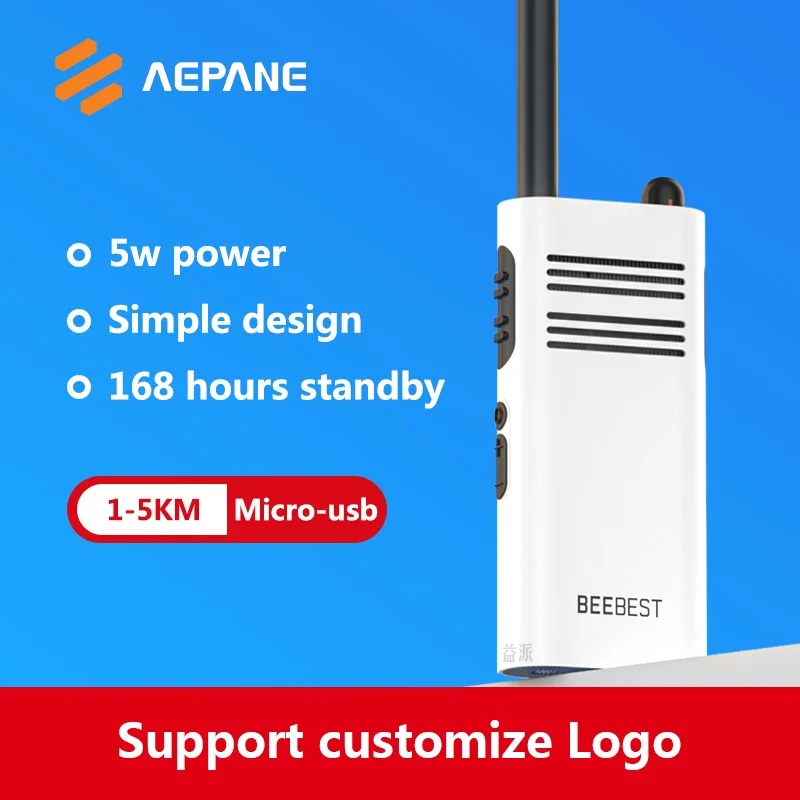 2023 new AEPANE A208 white 5W  radio uhf 400-470MHz  Ultra-thin One-piece walkie talkie sdr receiver ham radio radio comunicador