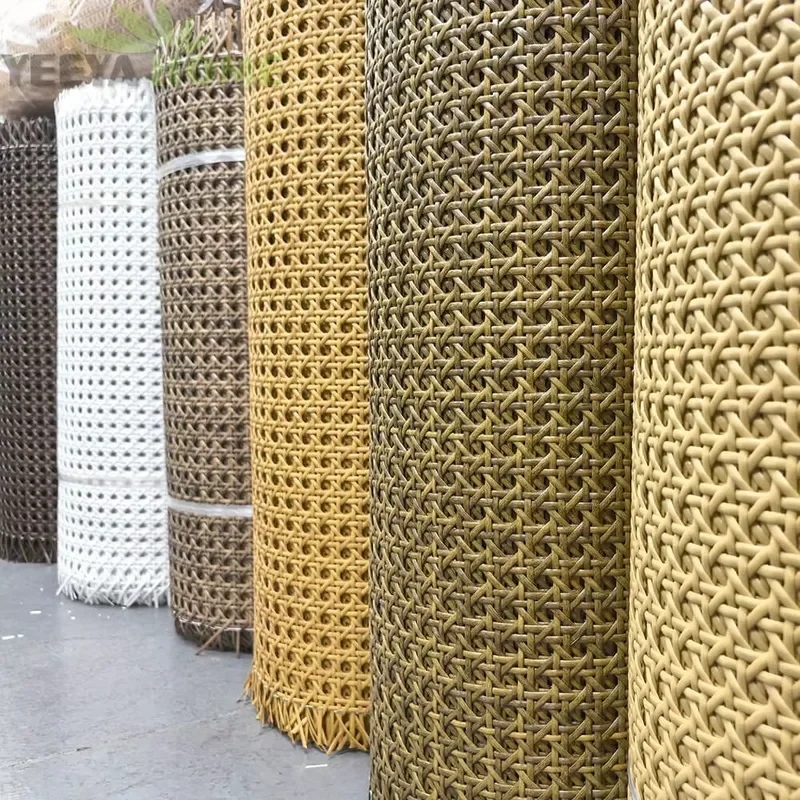 PE rattan woven tape coiled synthetic outdoor rattan sheet for furniture chairs UV resistant wholesale 36cm 46cm 61cm