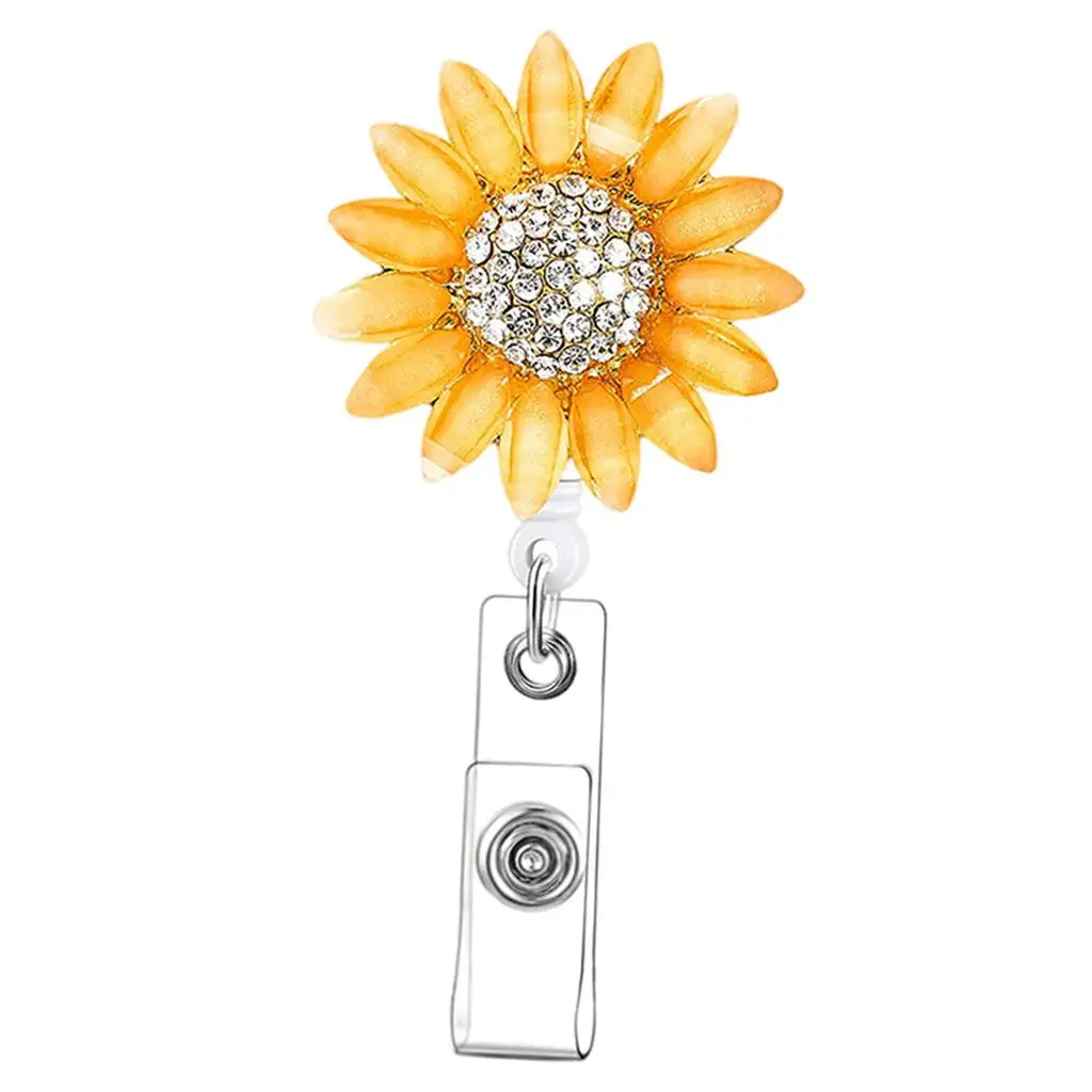 Retractable Rhinestone with Belt Clip, Badge Holder ID Clip Holder Key Keychain Holders