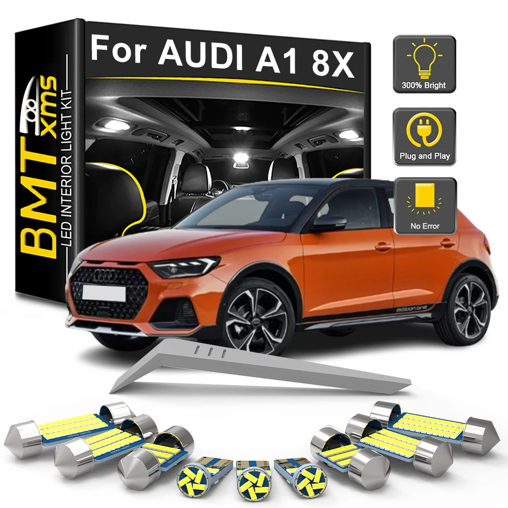 

BMTxms 8Pcs For Audi A1 8X 2010 2011 2012 2013 2014 2015 2016 2017 2018 Car LED Interior Light Bulb Kit Map Dome Trunk Canbus