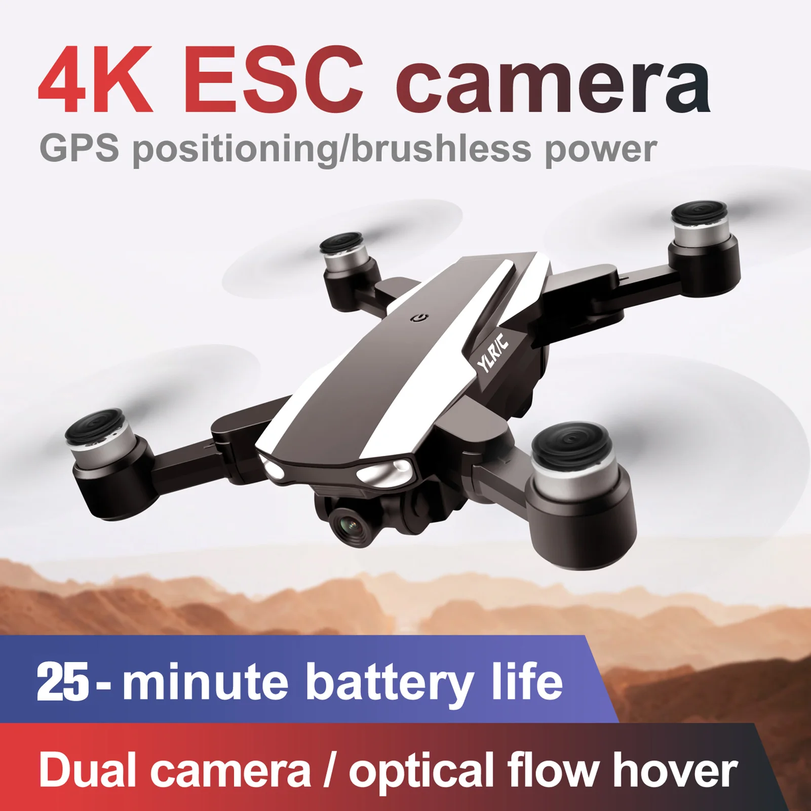 طائرة بدون طيار S105 RC 4K مع كاميرا مزدوجة ، ESC ، 5G ، WiFi ، GPS ، محرك بدون فرش ، فيديو صور ، كوادكوبتر تتبع بصري