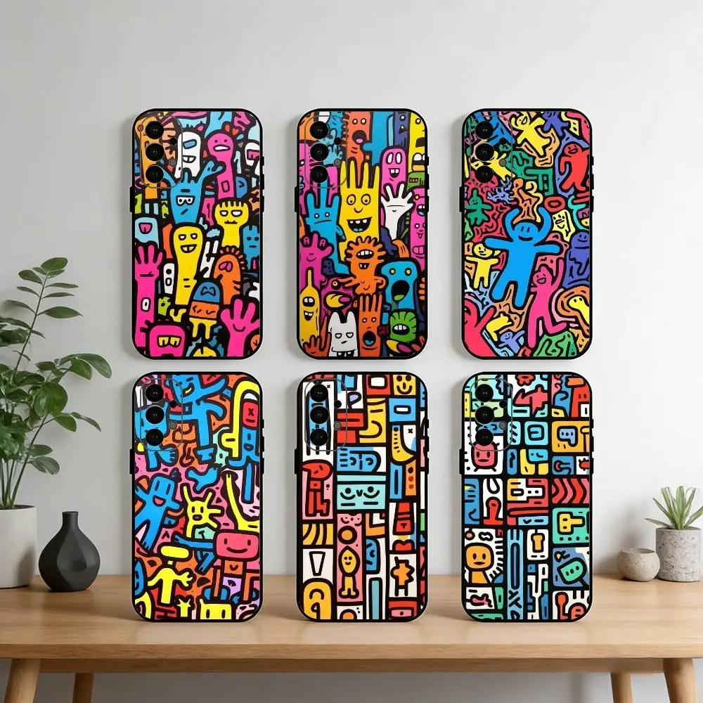 

Cartoon Graffiti Phone Case For Samsung S25,S24,S21,S22,S23,S30,Ultra,S20,Plus,Fe,Note,10,9,5G Black Cover
