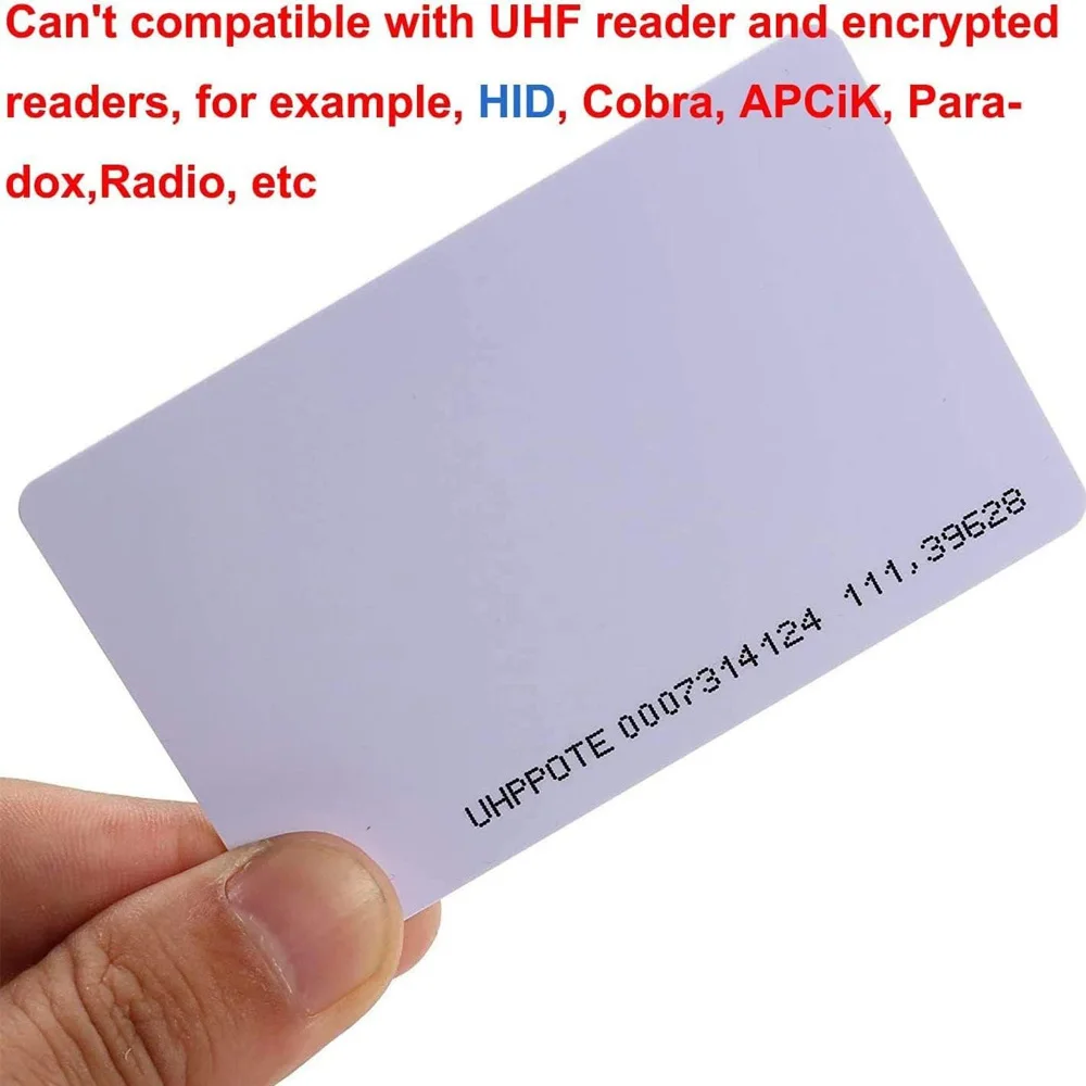 Carte intelligente de proximité RFID ID 125 kHz, 0,8 mm d'épaisseur pour système de contrôle d'accès et présence du temps (letre uniquement)