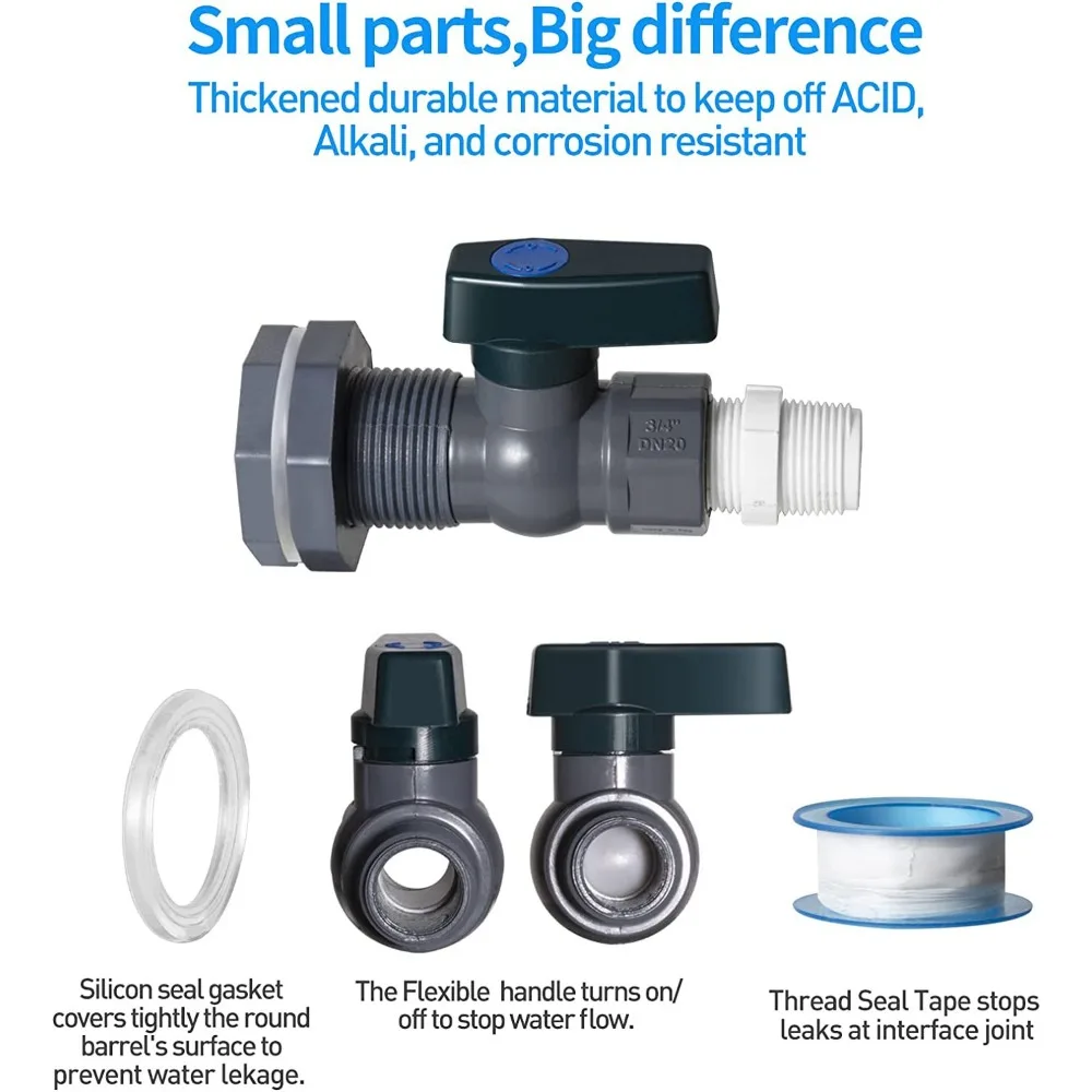 1 Set Connector Drain Adapter with Inner Connection for Garden, Rain Barre, Garden Tool Supplies PVC Water Barrel Spigot Kit