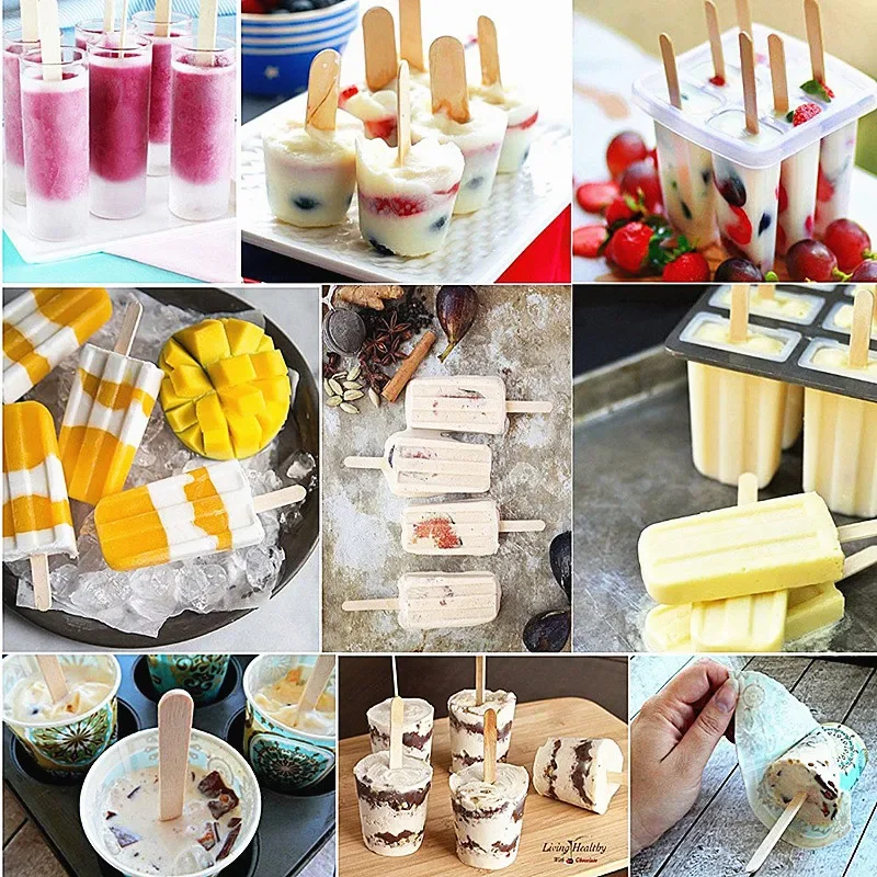 Wholesale 50Pcs/Lot Popsicle Stick Ice Cube Maker Cream Tools Model Special-Purpose Wooden Craft Stick Lollipop Mold Accessories