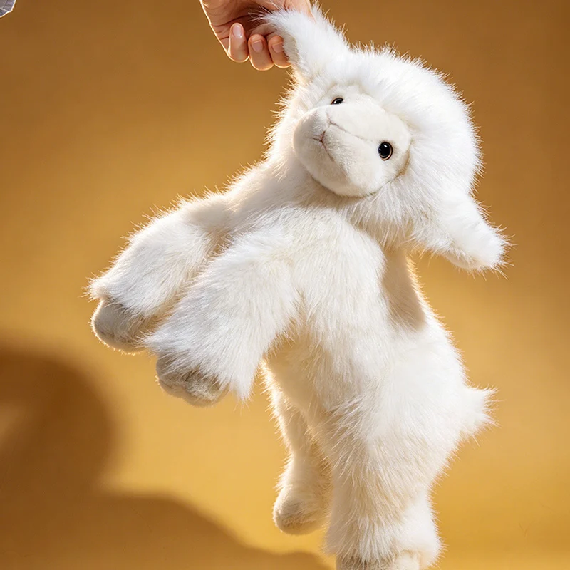 Cute Black Long Haired Alpaca Plush Soft Stuffed Animal Toy Fuzzy Companion Doll For Toddler Bedroom Desk Decor Easter Gift