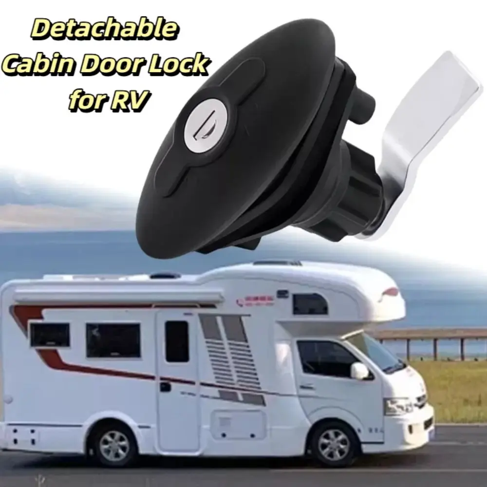 T-Handle Lock RV Cabinet Door Lock Black Color With 2 Keys Motorhome Door Lock Compression Seal Ellipse Model