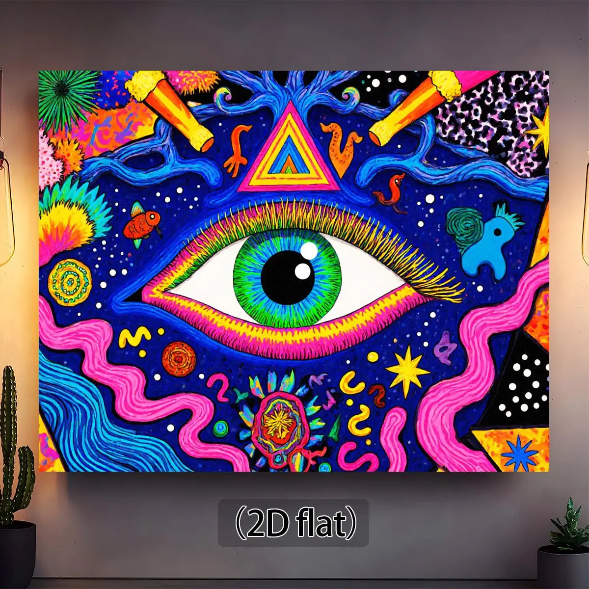 Bohemian Psychedelic Wall Tapestry All Seeing Eye Boho Spiritual Visionary Art Hanging Print Dreamy Vibrant Modern Hippie Decor