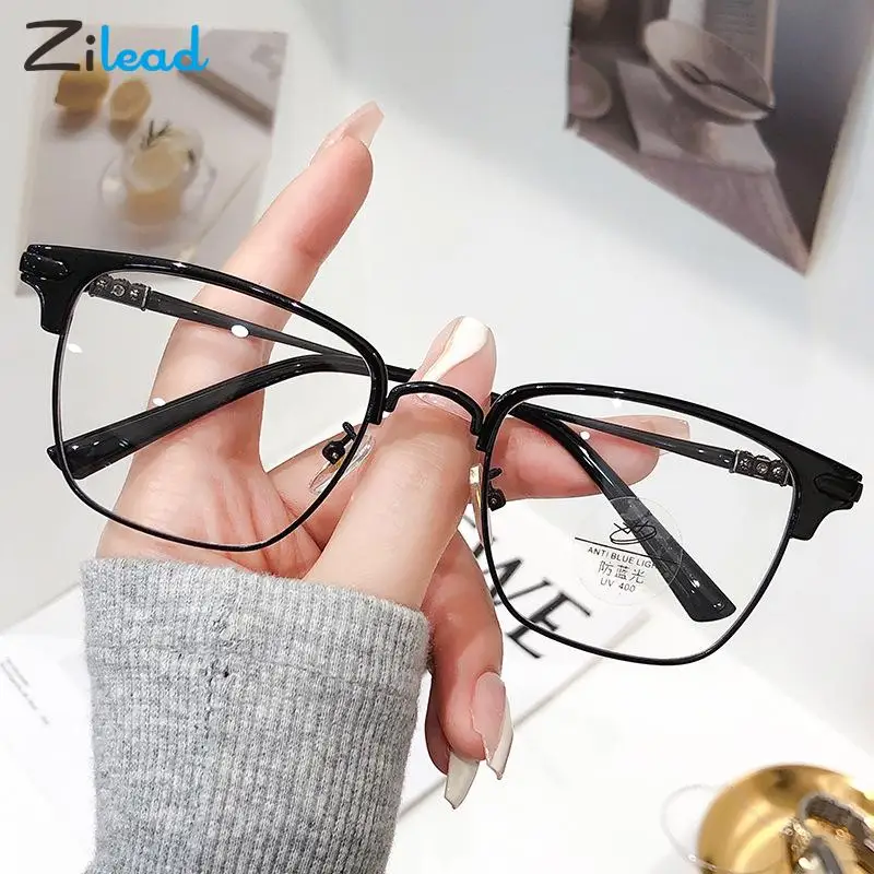 

Zilead Retro Anti Blue Light Reading Glasses Women Men Metal Square Presbyopic Eyeglasses Unisex Hyperopia Goggle Diopters 0+1+4