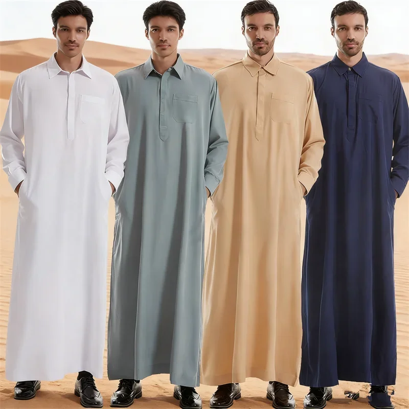 

Мужская мусульманская этническая одежда Ближнего Востока: исламская арабская рубаха с длинным рукавом и карманами, джубба, тобе, джеллаба, дидаша для Рамадана и Ид.