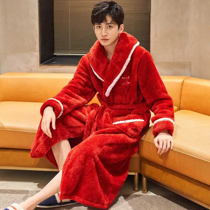 

Thi Coral Fce халат для мужчин, повседневная домашняя одежда, пижамы длиной до колена из полиэфирной ткани, осенне-зимняя коллекция ex