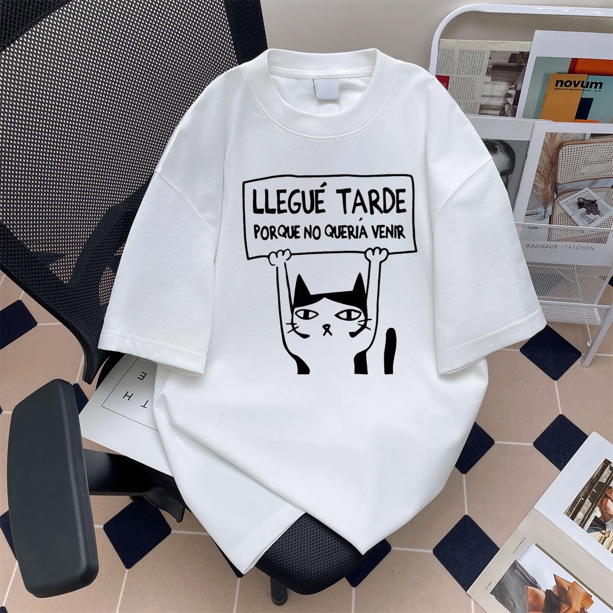 

Свободная хлопковая футболка с принтом для молодежи, повседневный топ на все сезоны, круглый вырез, весна-лето-осень