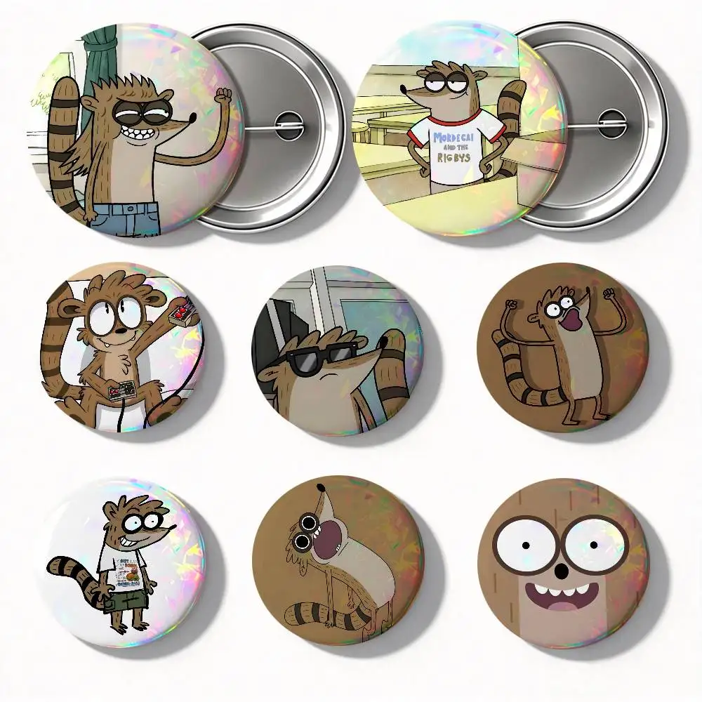 Regular Show Rigby Round Badge Creative Brooch Clothing Backpack Accessories Lapel Pin