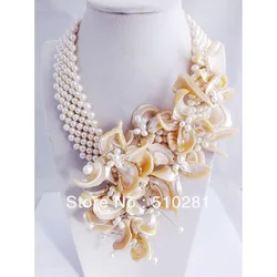 NEW !! Fashion Charms Pearl Shell Flower Women Jewelry Necklace For Wedding Bridal