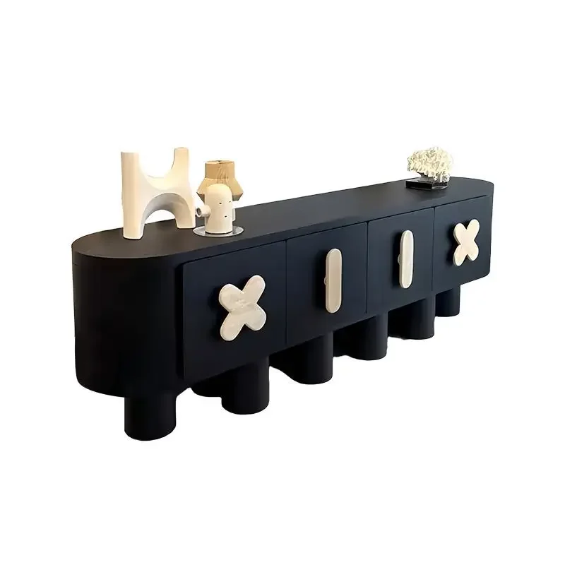 

Medieval oak dining side cabinet high-end villa restaurant storage locker furniture retro solid wood porch cabinet