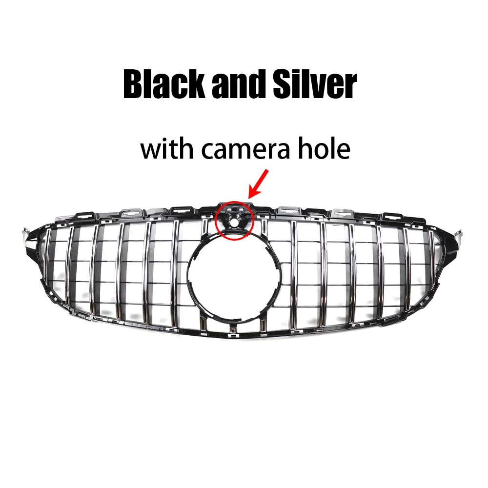 Grille Bumper Intake Hood Mesh Grid GT Stijl Grill Voor Mercedes Benz C W205 C205 S205 C180 C200 C250 C300 C43 2015-2018