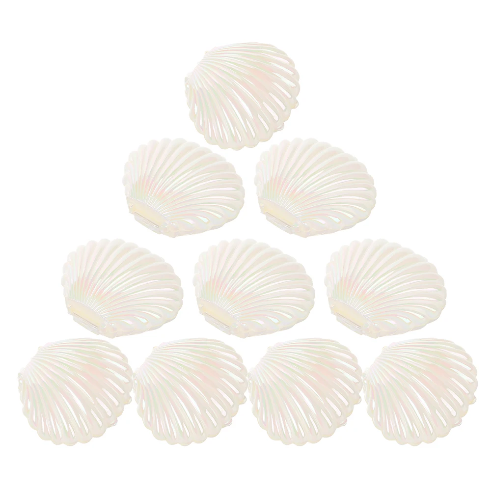 

10 Pcs Jewelry Storage Box Clam Shells Plastic Conch Tray Dorm Decor Clear Favor Boxes Necklaces Bracelets Sea Shells Bulk Key