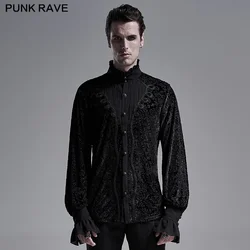 PUNK RAVE Men's Gothic Gorgeous Vintage Velvet Laser Dress Shirt Palace Jacquard Banquet Wedding Long Sleeve