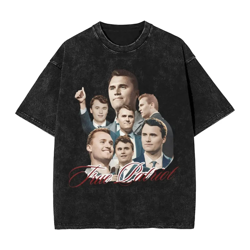 

Man Women Print Loose Short Sleeves Peace Charlie Kirk Memorial Remembering T-Shirt Beach Y2K Fun T-Shirt Casual Harajuku Tshirt