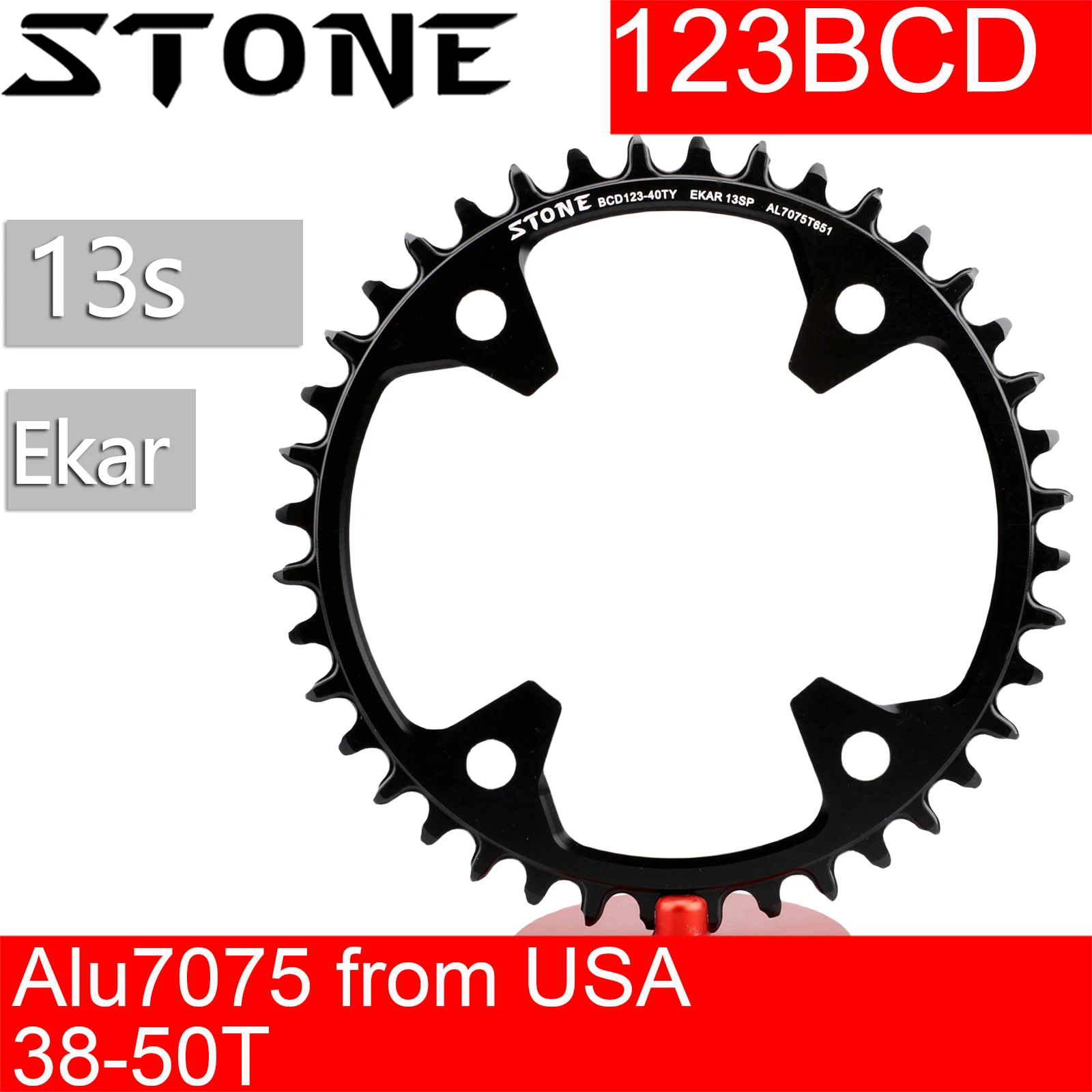 Stone 123BCD Bike Chainring Round for Campagnolo for Ekar Crank Gravel Road 1x13 Crankset for CP 13 Speed C13 Chain