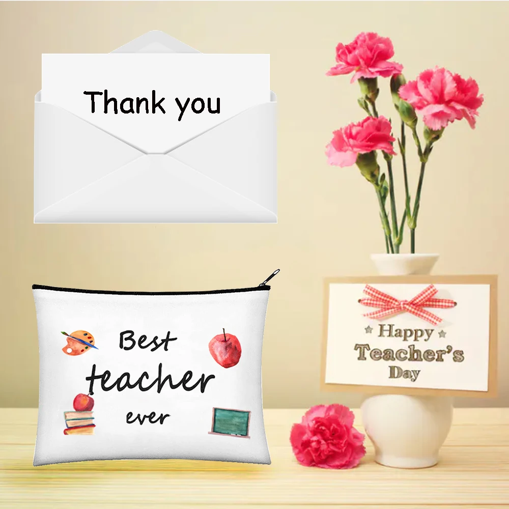 Teacher Appreciation Gifts Makeup Bag, Cosmetic Pouch, Thanksgiving Gift, Travel Toiletry Case, Thank You Gift, 10 Pcs