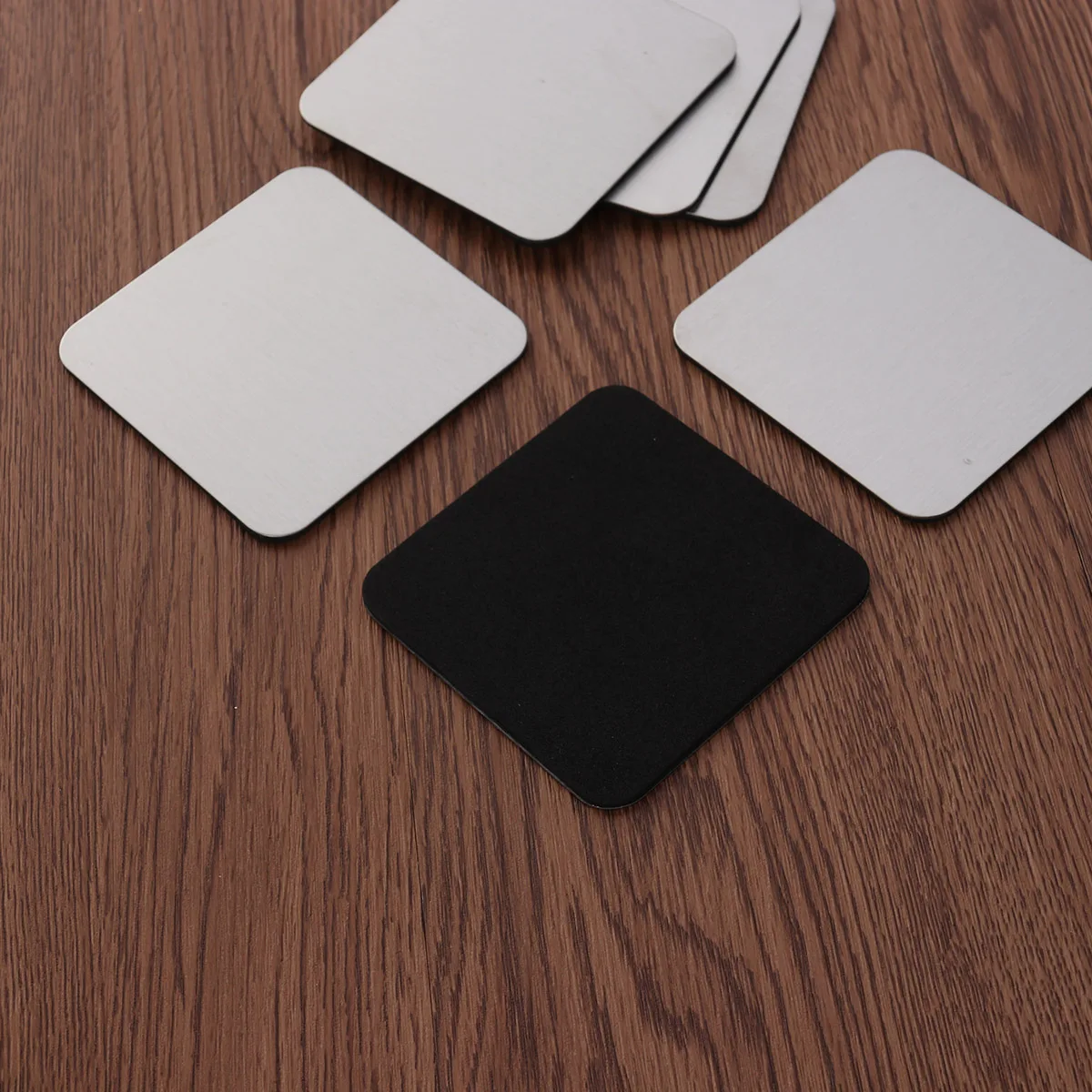 

6 pcs Stainless Steel Coasters Set 8.5X8.5Cm Heat Resistant Non-Slip Cup Mats Table Placemats Square Pads With Holder