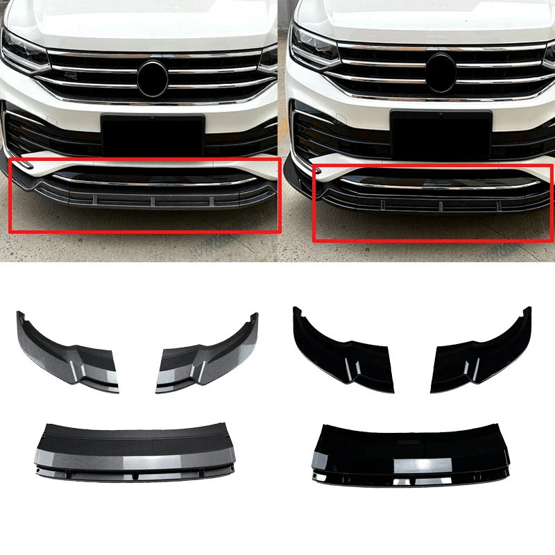 

Для Volkswagen Tiguan L Rline 2021-2023 ABS передний бампер сплиттер спойлер для губ диффузор подбородок комплекты кузова глянцевый черный аксессуары