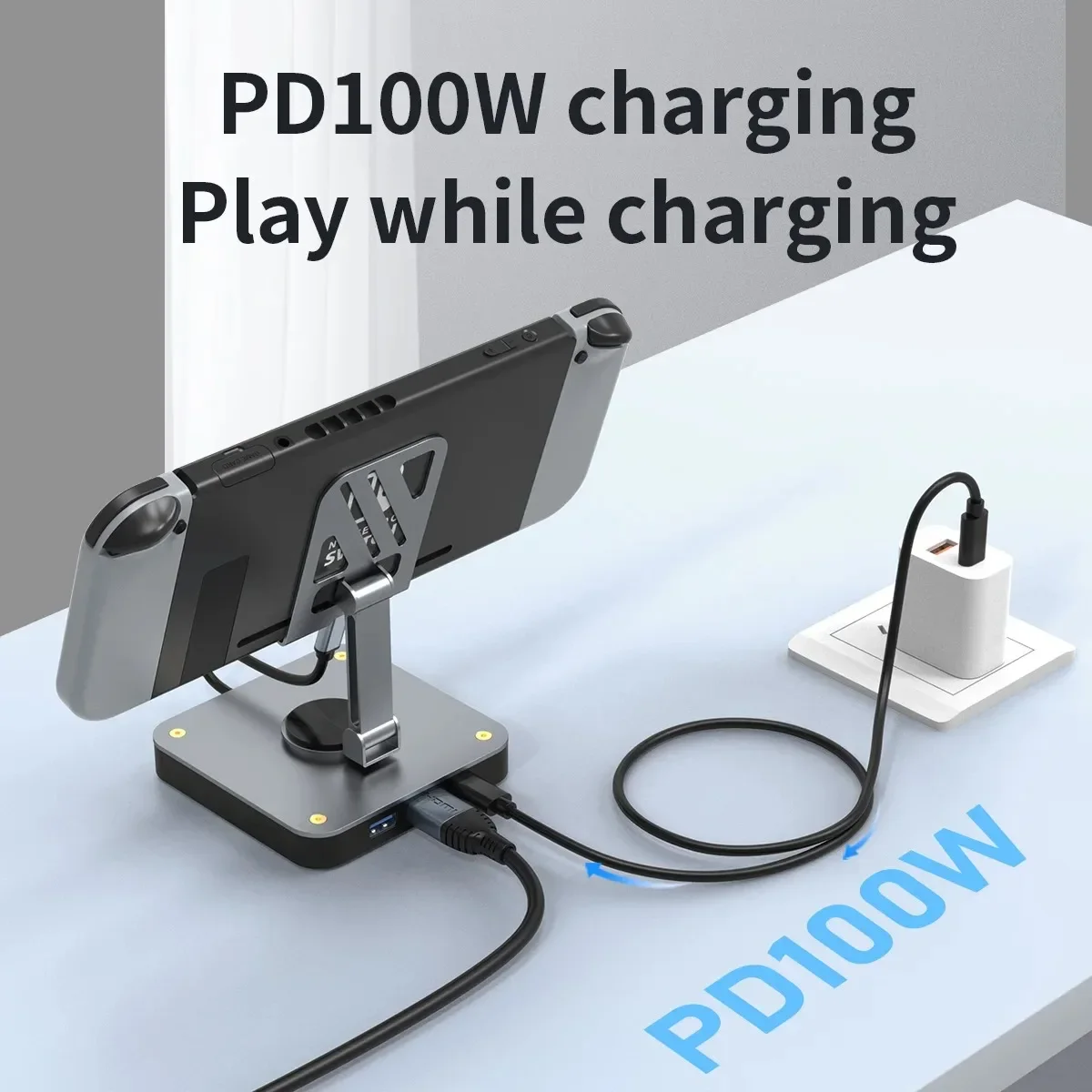 USB-C dockingstation tablet/telefoon opvouwbare standaard met 4K 60HZ HDMI PD 100W USB 2.0-poorten voor iPad Pro/Air iPhone 16 Switch Mac