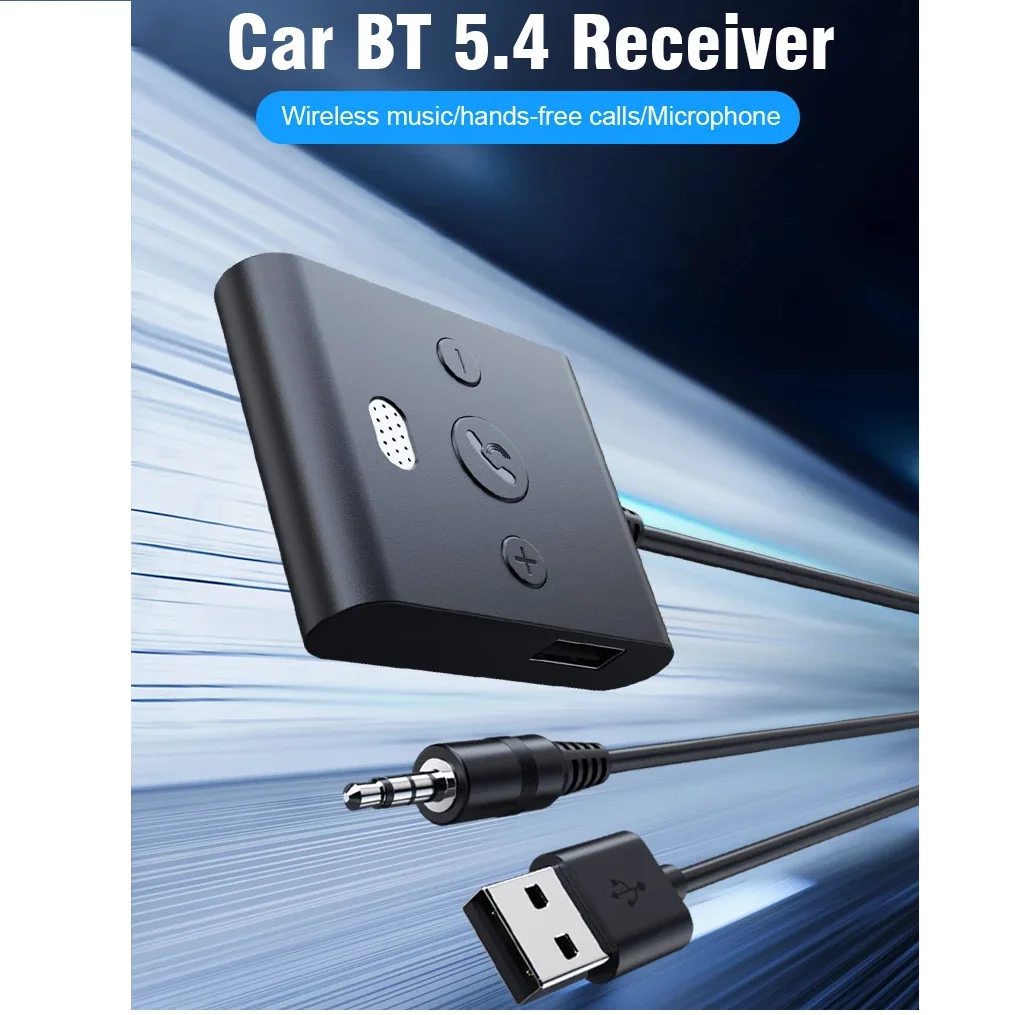Bluetooth 5.4 AUX-Autoadapter mit Mikrofon, 3,5 mm USB-U-Disk-Stereo-Wireless-Audio-Receiver, Carkit, Freisprechanrufe, Navigationsmusik