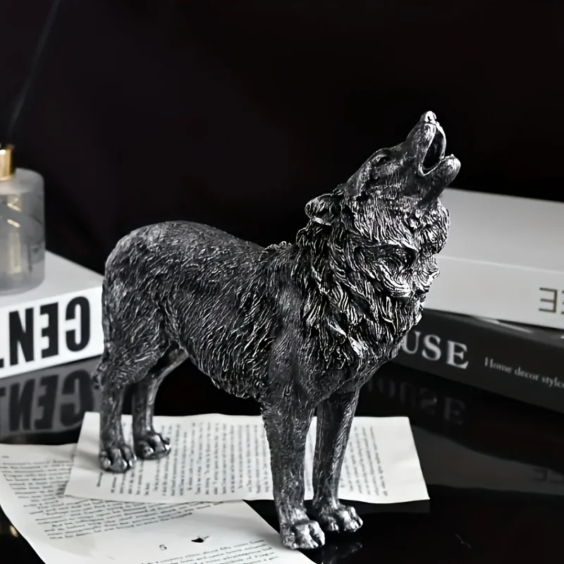 Majestic Wolf King Figurines Resin Cool Animal Desktop Ornament Craft Living Room Decoration Home Accessories Gift