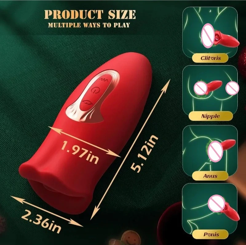 2 in 1 Clitoral Licking Vibrator French Kissing Tongue Toy Sucking Lips Stimulator Nipple Teaser Sex Toys for Women Couples view 4