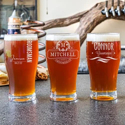 Personalized Custom Beer Mug Creative Transparent Glass Laser Engraved Pint Cup Wedding Party Favor Groomsmen Gift