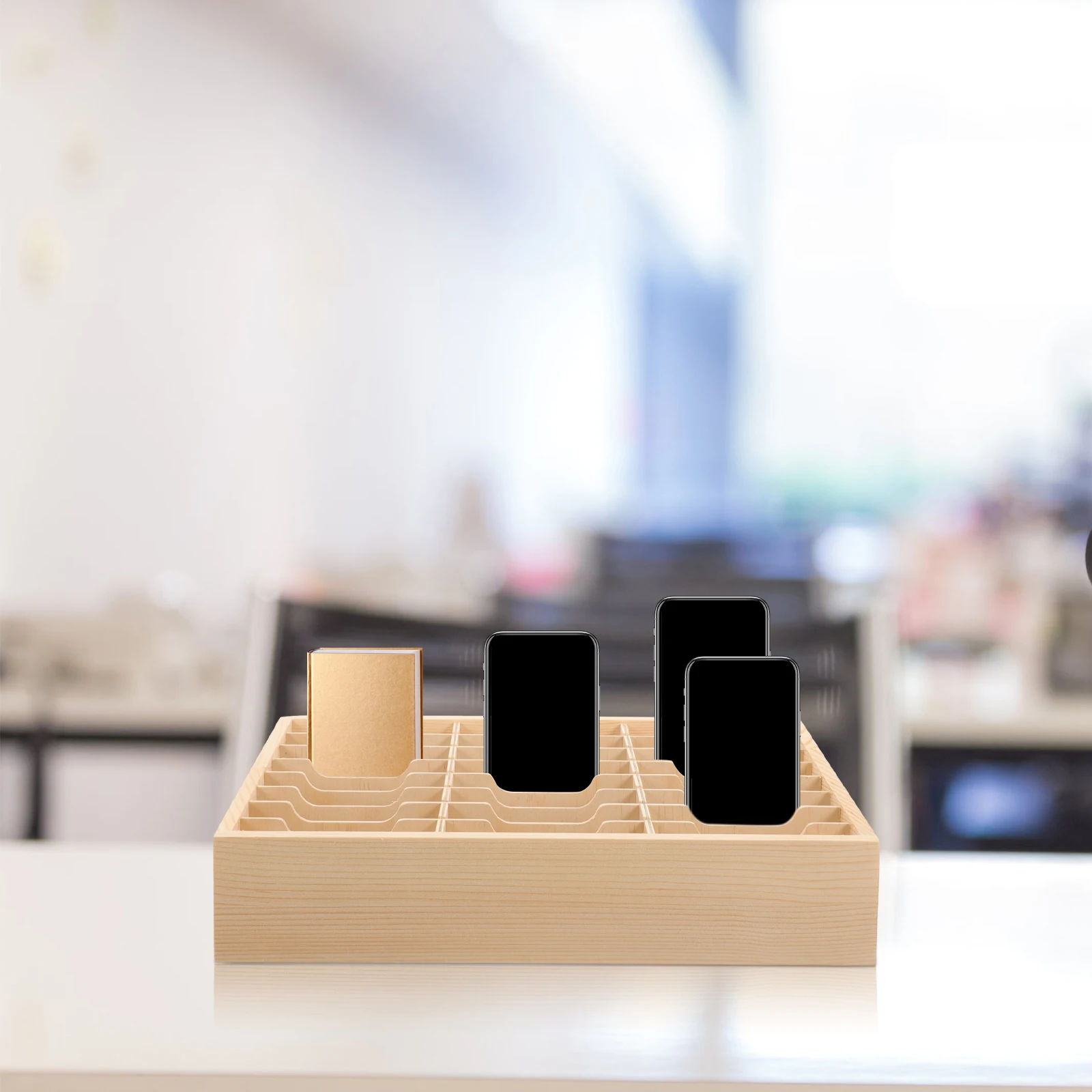 Multi-Grid Telefon Rack Lagerung Box Büro Treffen Klassenzimmer Organizer Telefon Holz Halter Vitrine