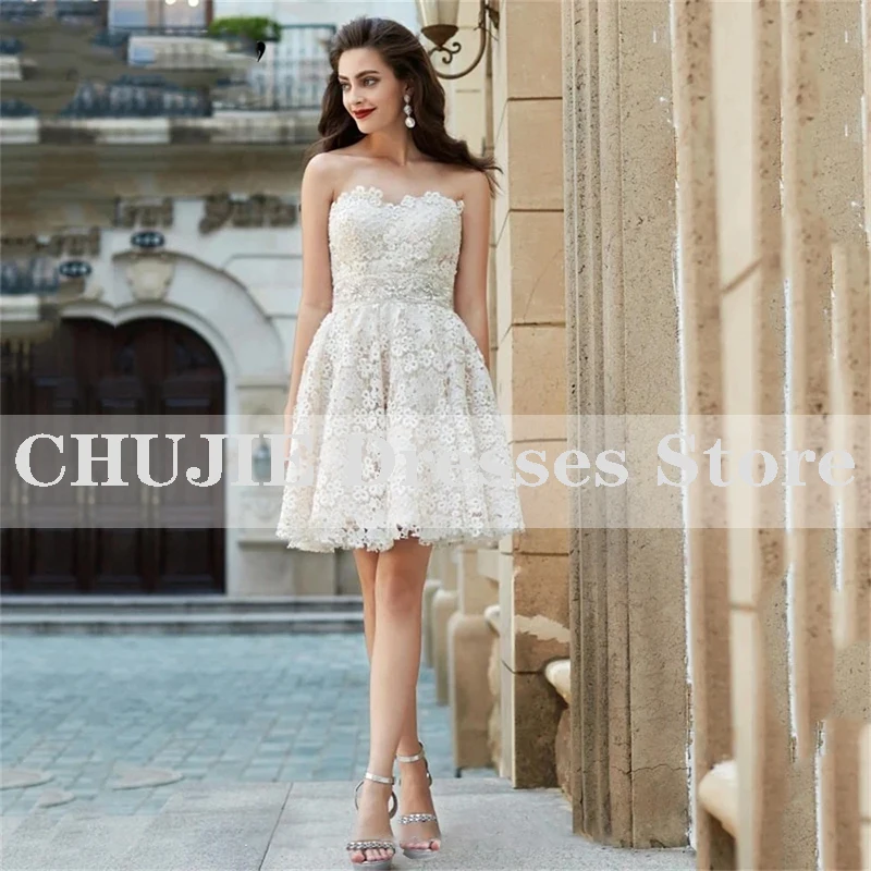 Lace Applique Mini Cocktail Dress Short Homecoming Dress For Women Customized Sleeveless Customizable Ball Gowns Prom Party Gown