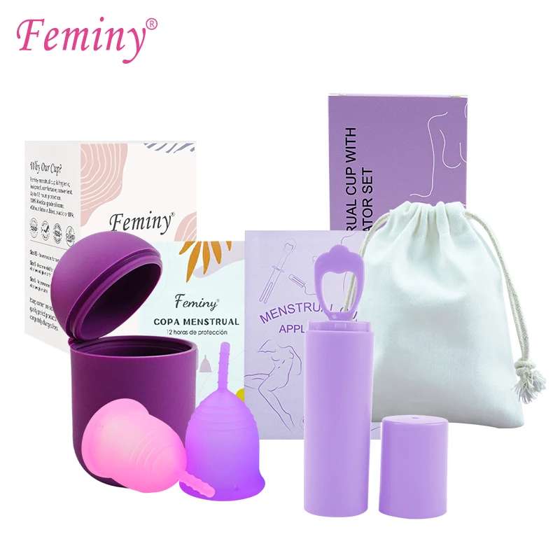 Medical Silicone Menstrual Cup Case Kit With Applicator Female Period Hygiene Sterilizing Cup Case Personal Health Care Products